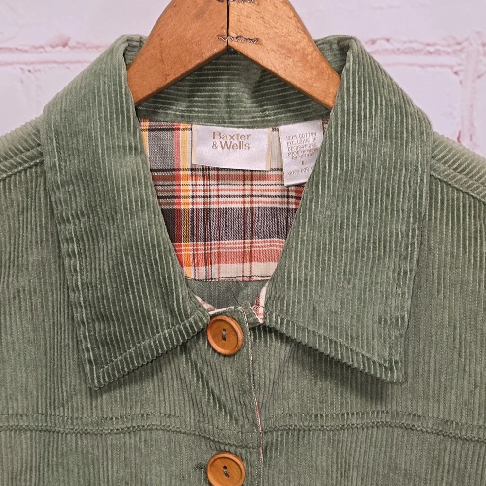 VTG Baxter & Wells Cotton Green Corduroy Fall Vest Womens Size Large - Picture 2 of 14